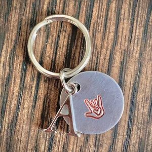 I Love You (ASL) Keychain with Customized Letter